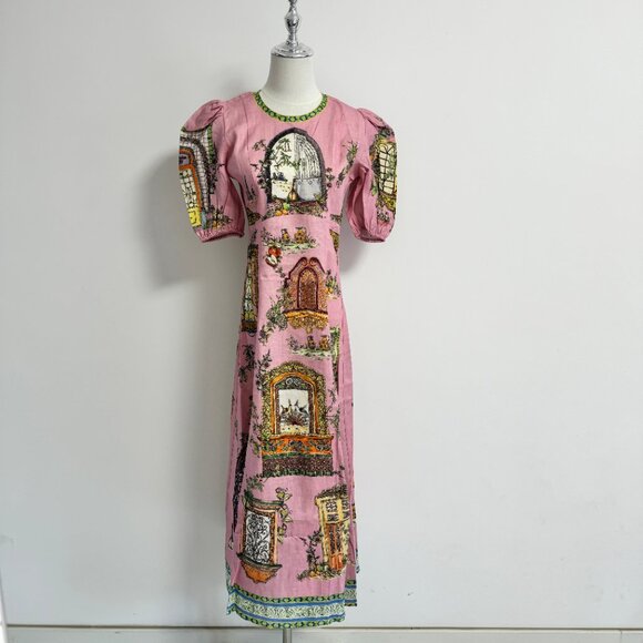 Alémais Monte printed linen midi dress - Picture 3 of 12